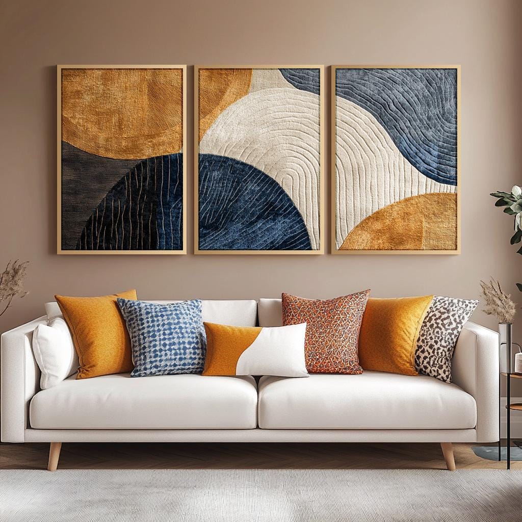 Photography Kit - 3pcs Frameless Canvas Painting Japandi Triptych