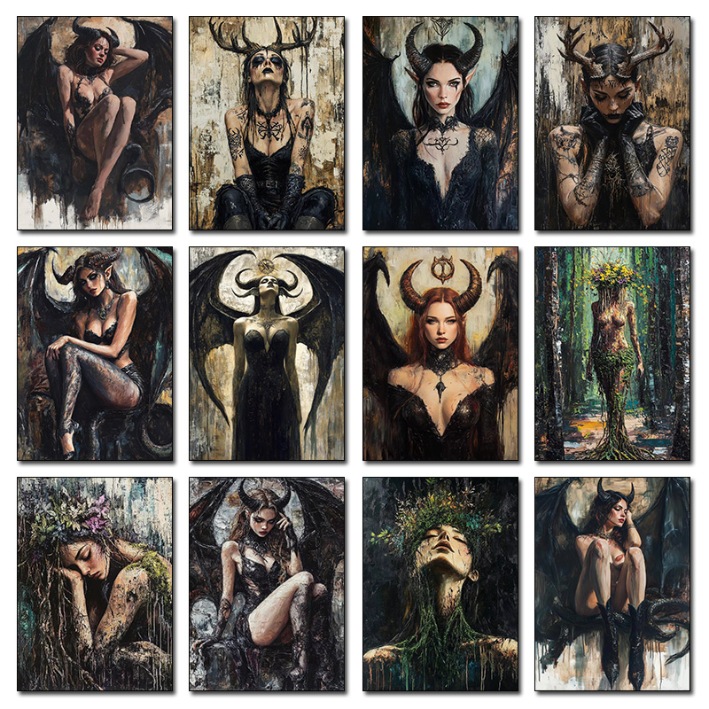 Photography Night - Beautiful Lilith Art Print Horned Goddess