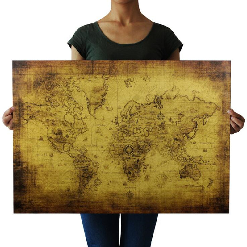 Photography Mapped - Large 72.5X51.5cm Vintage The Old World