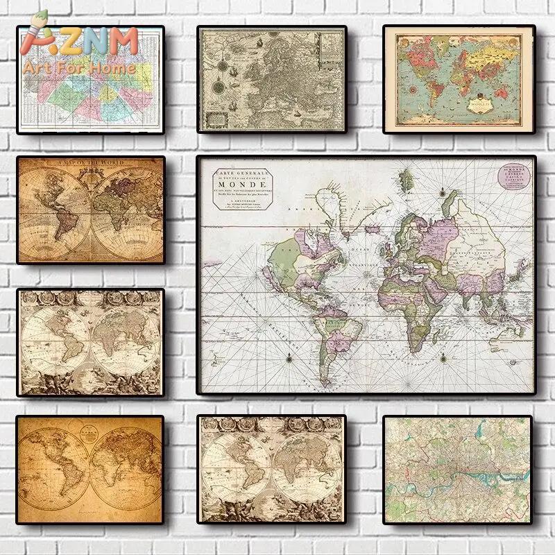Photography Mapped - Vintage World Map Canvas Print Classic