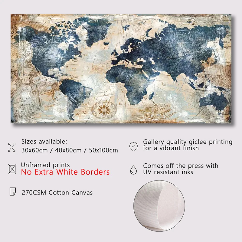 1pc Canvas Poster Vintage Art  - Photography Mapped review and price