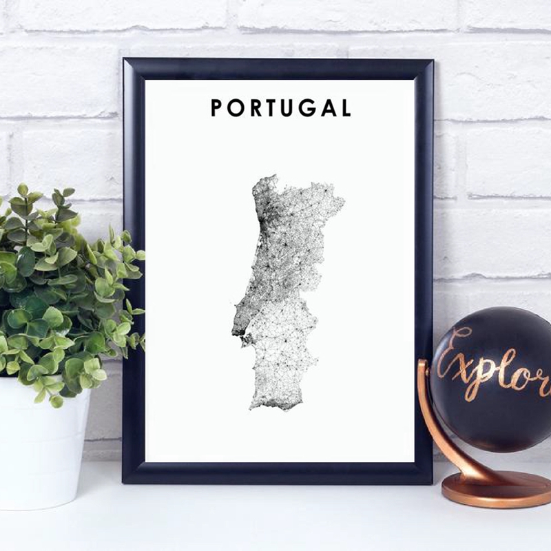 Portugal Map Poster Black Whit - Photography Mapped review and price