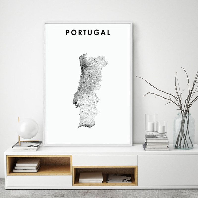 Portugal Map Poster Black Whit - Photography Mapped review and price